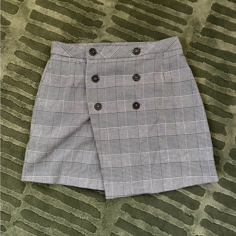 Zara Plaid Button Skirt Size L
